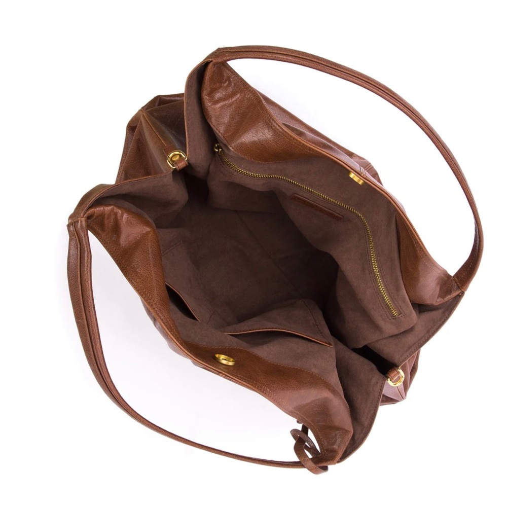 Brandon Blackwood Large Brown Leather Hobo Bag - Picture 7 of 14